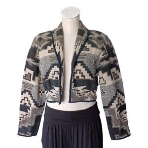FLASHBACK SOUTHWESTERN • Large cropped jacket women's black/ charcoal cream